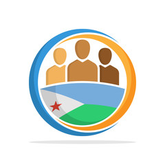 Illustrated icon with the concept of the national community of Djibouti