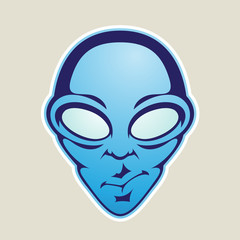 Blue Alien Head Cartoon Icon Illustration