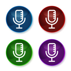 Microphone icon shiny round buttons set illustration