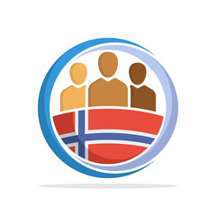 Illustrated icon with the concept of the national community of Norwegian