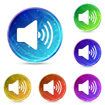 Volume speaker icon digital abstract round buttons set illustration