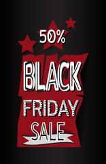 Black friday sale banner. Template for use on flyer, poster, booklet. Vector