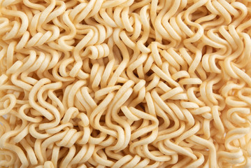 Closeup of Instant noodles, isolated on white background
