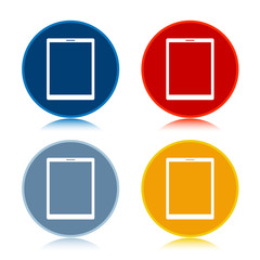 Tablet icon trendy flat round buttons set illustration design