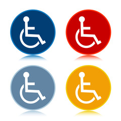 Wheelchair handicap icon trendy flat round buttons set illustration design