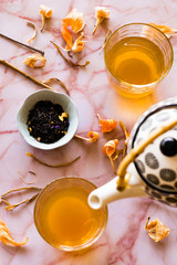 glasses of tea and teapot