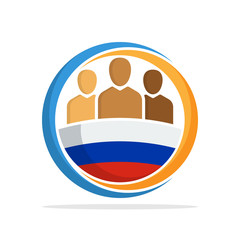 Illustrated icon with the concept of the national community of Russian