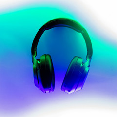 Wireless headphones lighted with neon light