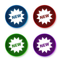 New star badge icon shiny round buttons set illustration