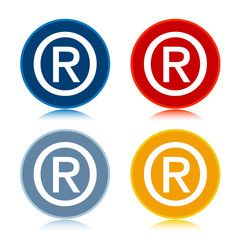 Registered symbol icon trendy flat round buttons set illustration design