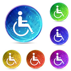 Wheelchair handicap icon digital abstract round buttons set illustration