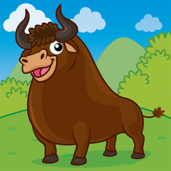 Bull in the Garden cartoon, animal cartoon