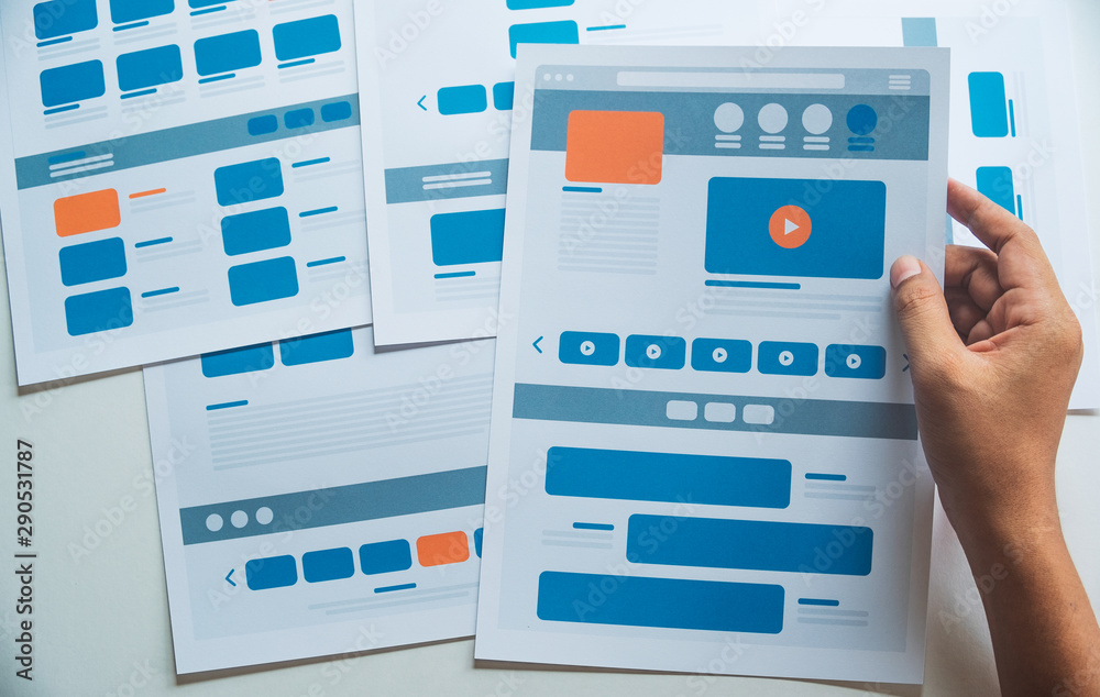 Poster website designer creative planning application developer development draft sketch drawing template l