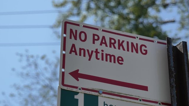 No parking anytime sign outside