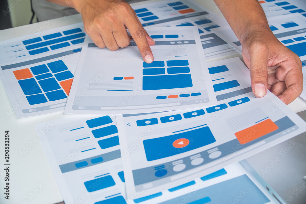 Poster website designer creative planning application developer development draft sketch drawing template l