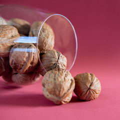 walnuts on glass