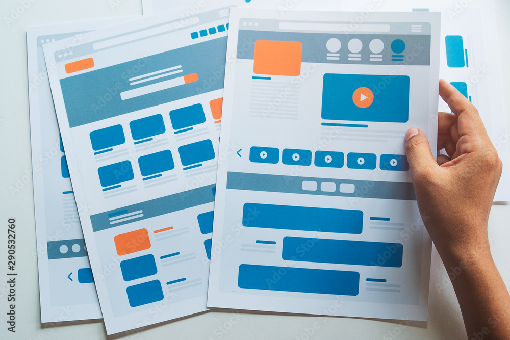 Poster website designer creative planning application developer development draft sketch drawing template l