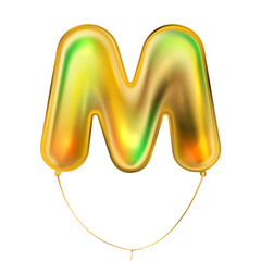 Gold metallic balloon, inflated alphabet symbol M