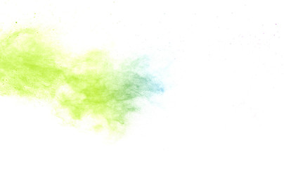 Freeze motion of colorful color powder exploding on white background.  Paint Holi.