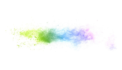 Fototapeta na wymiar Freeze motion of colorful color powder exploding on white background. Paint Holi.