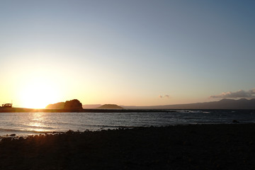Obraz premium 天草の海岸の夕焼け
