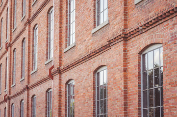 Exterior of brick building in industrial architecture