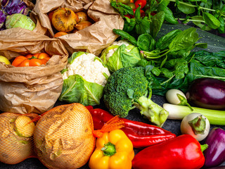 Healthy food clean eating selection of Bio colorful vegetable. Organic vegetables, detox diet, close up