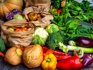 Healthy food clean eating selection of Bio colorful vegetable. Organic vegetables, detox diet, close up