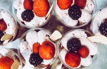 ice cream strawberries and blueberries
