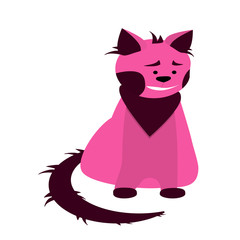 beautiful pink cat sits on a white background for creativity