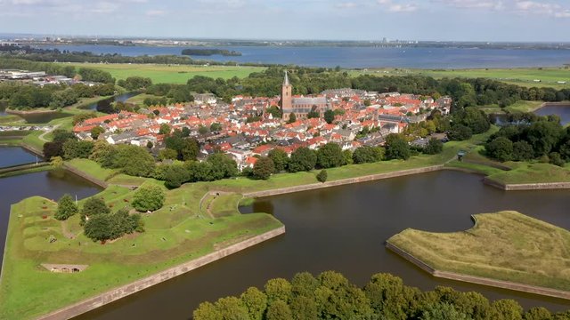 Naarden Vesting, fortress city from the Middle Ages from the air
