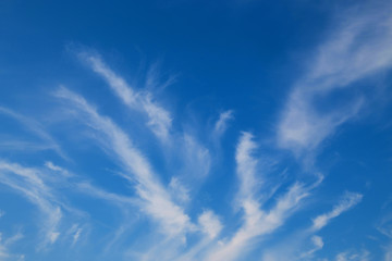 Naklejka na ściany i meble Beautiful blue sky with white clouds. Abstract nature background for posters, blogs, web design