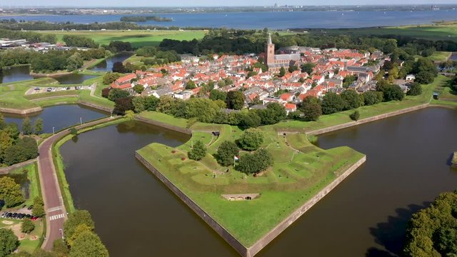 Naarden Vesting, fortress city from the Middle Ages from the air