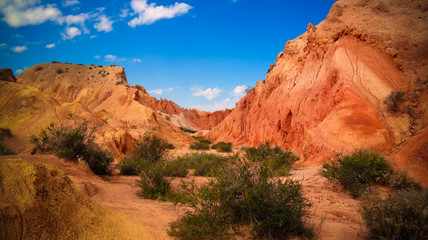 Panorama of Skazka aka Fairytale canyon, Issyk-Kul, Kyrgyzstan