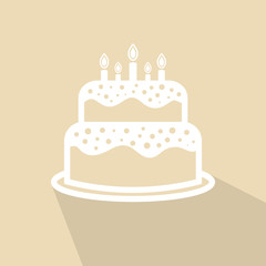 Birthday cake. Flat vector illustration.
