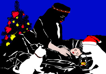 Obraz na płótnie Canvas Natale con la Madonna e Gesù bambino