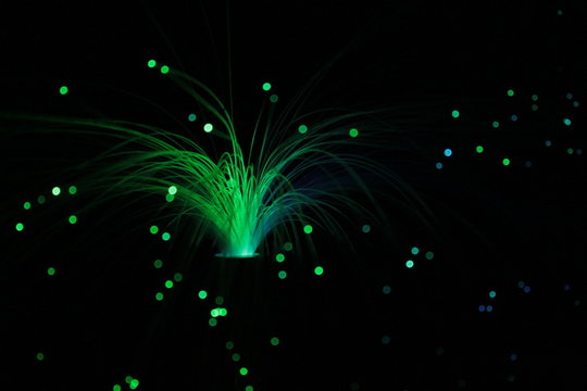 Medium Green color Fiber Optics light Effect in the dark