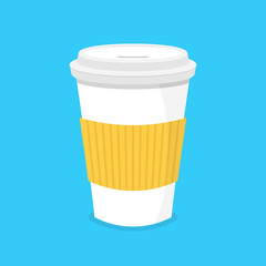 Disposable coffee cup. Icon for web and mobile application. Flat vector illustration.