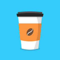 Disposable coffee cup. Icon for web and mobile application. Flat vector illustration.