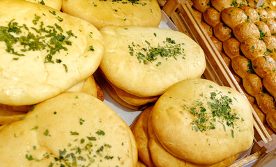 bread food background brown wheat graine roll lot pastries batch product baked herb dressing