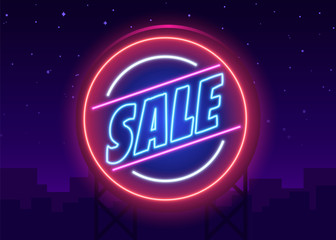 Retro sale neon sign. Las Vegas concept.