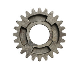 Old gear wheel rusty cogwheel (with clipping path) isolated on white background
