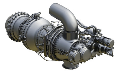 Gas turbine engine centrifugal type of sales gases compressor in pressurized enclosure. 3d rendering. © mirexon