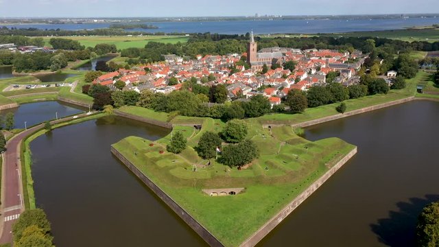 Naarden Vesting, fortress city from the Middle Ages from the air