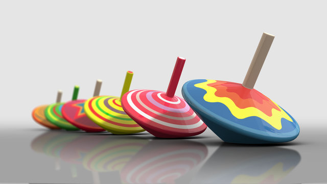 Colorful spinning tops (toys or lattoo)