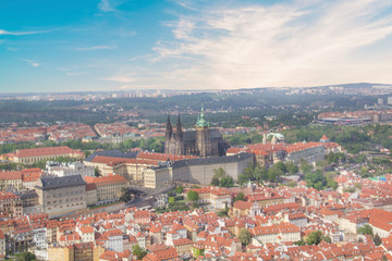 Obraz premium Beautiful view of St. Vitus Cathedral, Prague Castle and Mala Strana in Prague, Czech Republic