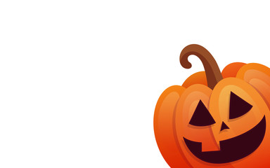 Halloween pumpkin with happy face on white background. Vector cartoon Illustration.
