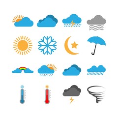 Obraz premium Weather forecast icon set. Vector illustration.