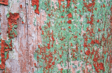 Old painted wooden surface close up. Abstract background.