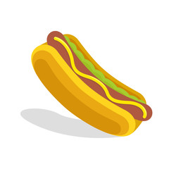 Hot dog flat icon. Fast food concept. Vector illustration.
